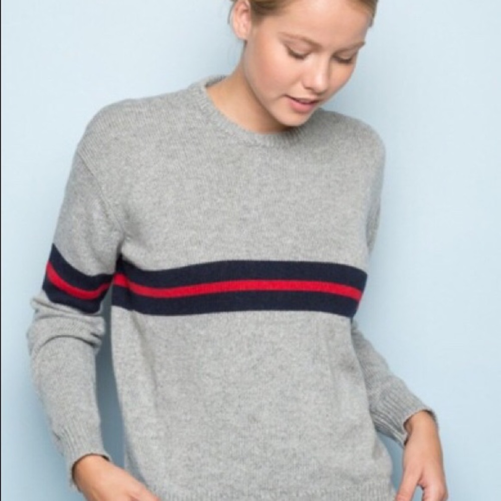 Brandy Melville grey stripped crew neck